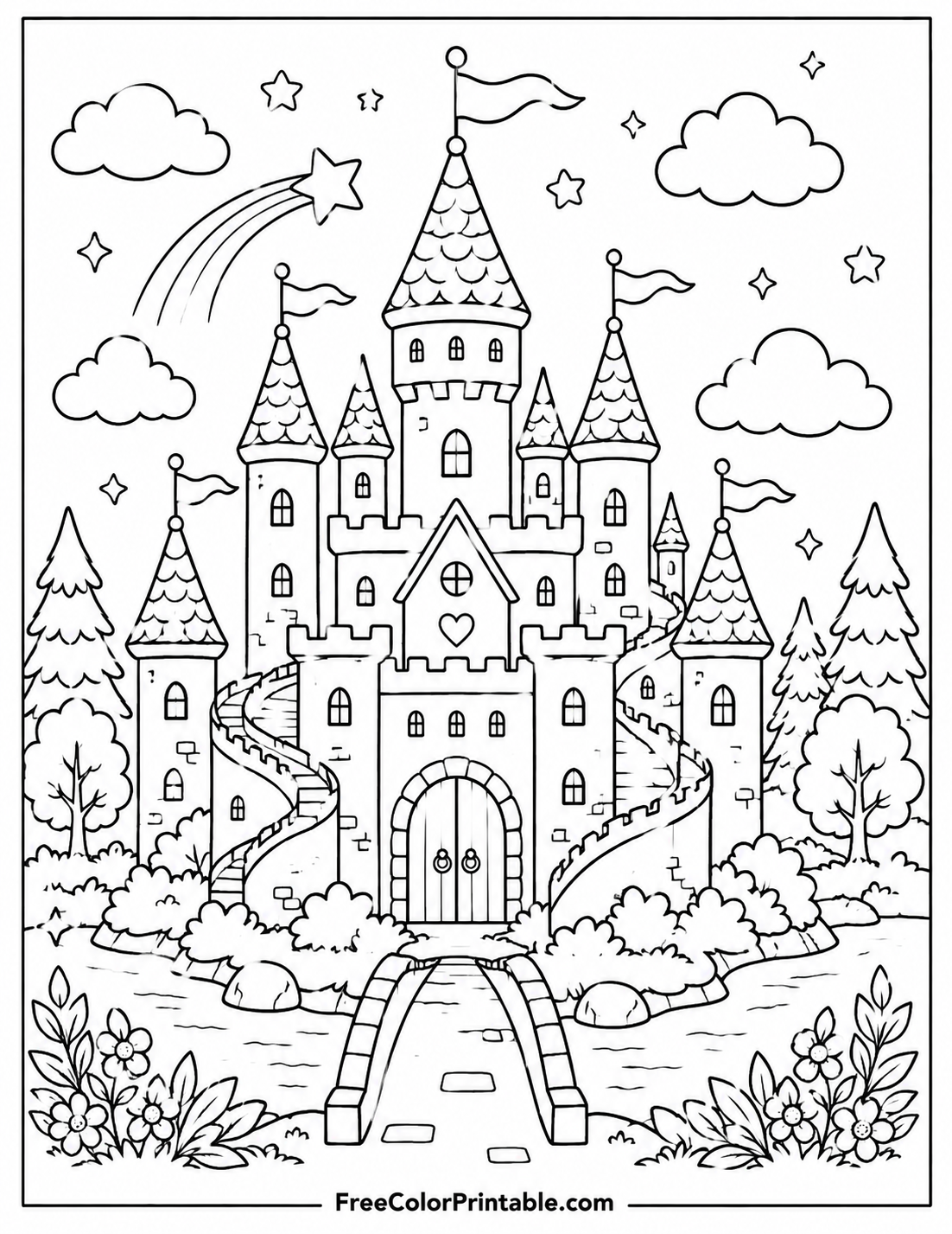 Whimsical Castle With Stars And Foliage